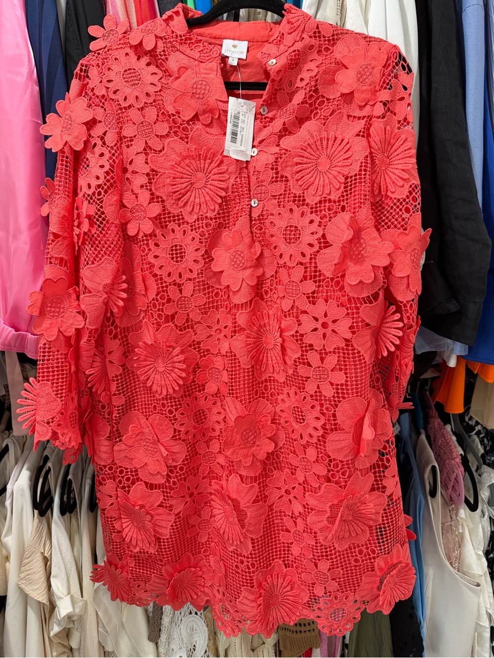 Women's Coral 3D Floral Lace Mini Dress